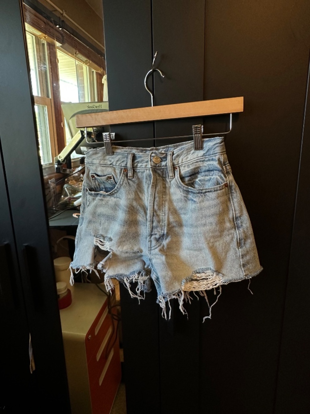 PacSun Ultra High Rise Vintage Distressed Jean Shorts 23 Button Fly